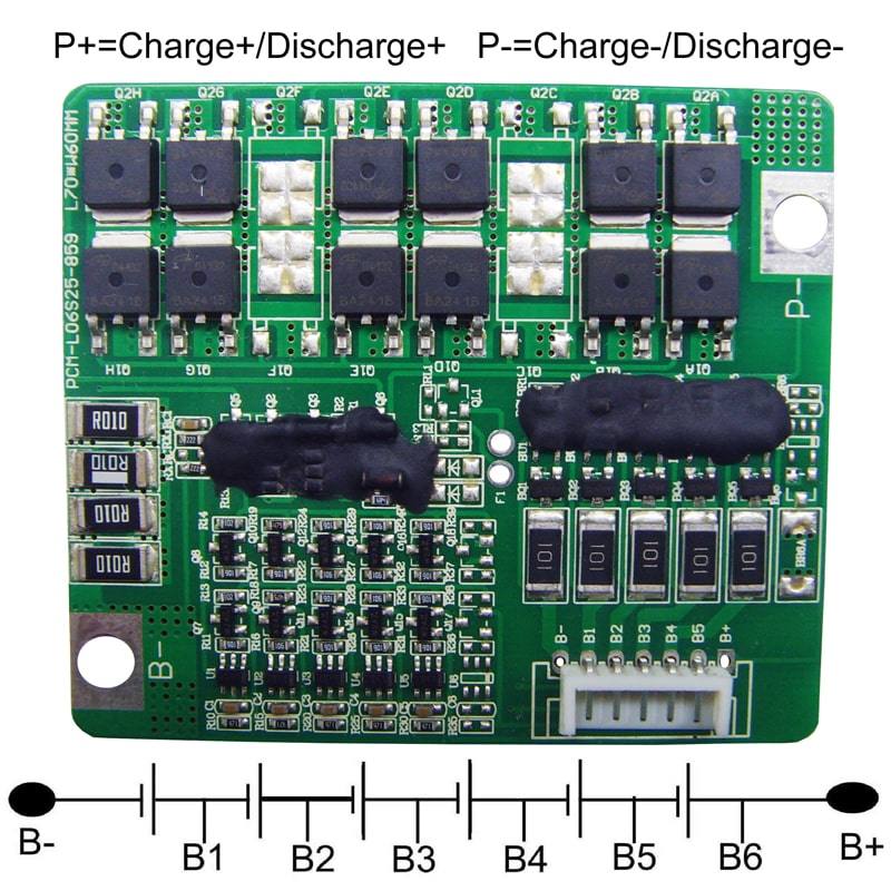 6s 25A PCM BMS For 21 6V 22 2V Li Ion Lithium Li Polymer 18V 19 2V