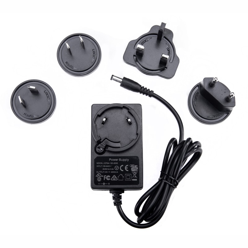 New products interchangeable plug Adapter EU/US/UK/AU/CN standard 18V 1a 30W power supply
