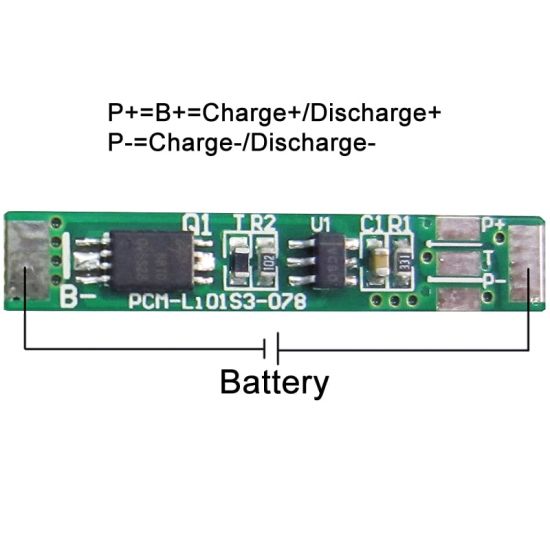 1s 3A PCM BMS for 3.6V 3.7V 063048/063448/063450 Li-ion/Lithium/ Li-Polymer 3V 3.2V LiFePO4 Battery Pack with Ntc (PCM-Li01S3-078)