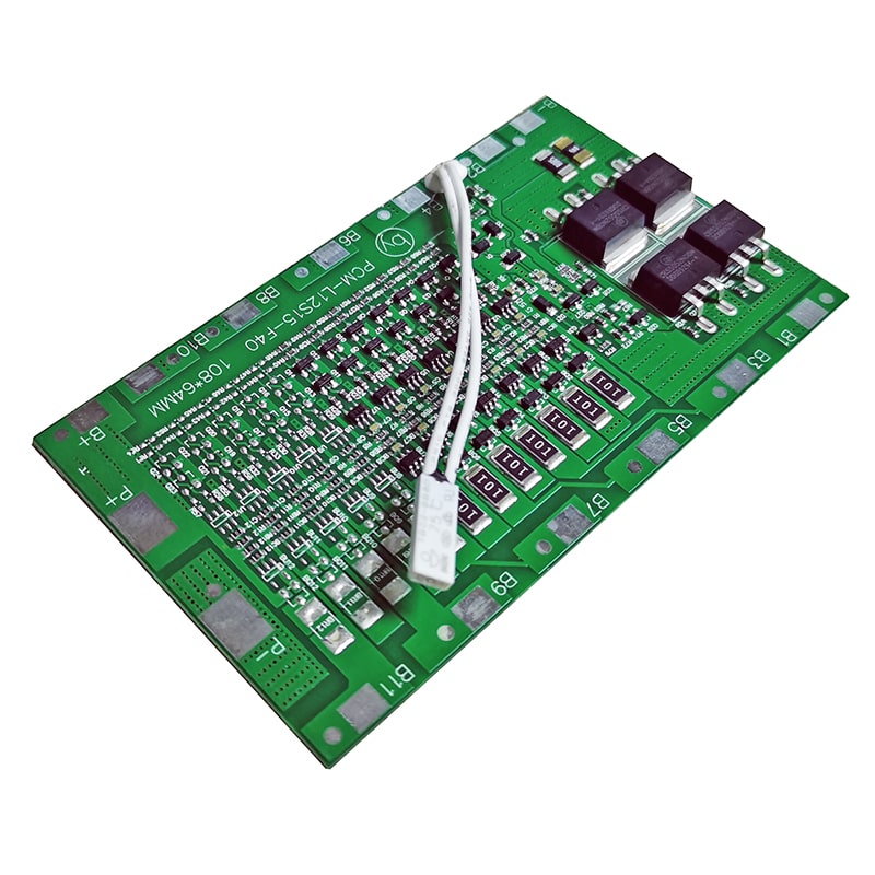 12s 15A PCM BMS for 42V 44.4V Li-ion/Lithium/Li-Polymer 36V 38.4V LiFePO4 Battery Pack Size L108*W64*T10mm (PCM-L12S15-F40)