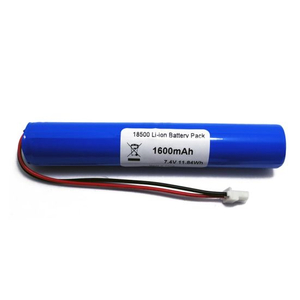 2s1p 7.2V 7.4V 18500 1600mAh Rechargeable Lithium Ion Battery Pack with PCM and Connector