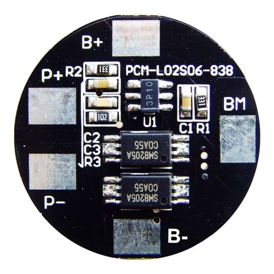 2s 5A Circular PCM BMS for 7.2V 7.4V 26650/26500 Li-ion/Lithium/ Li-Polymer 6V 6.4V LiFePO4 Battery Pack Size Φ 22mm (PCM-L02S06-838)