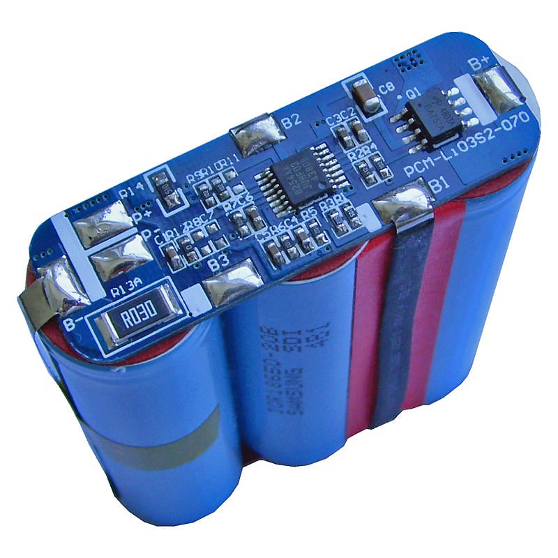 3s 4s 3A BMS for 10.8V 11.1V 12V Li-ion/Lithium/Li-Polymer 9V 9.6V LiFePO4 Battery Pack with Power Indicator Socket Size L50*W16*T4mm (PCM-Li03S2-070)