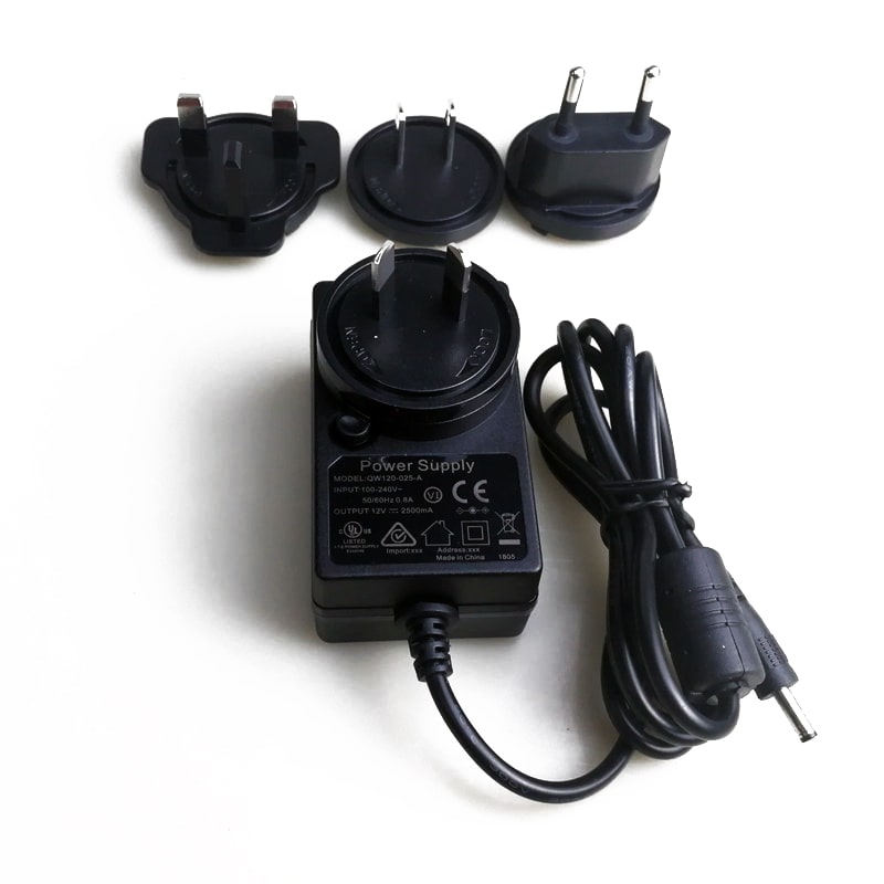 New products interchangeable plug Adapter EU/US/UK/AU/CN standard 24V 1a 30W power supply